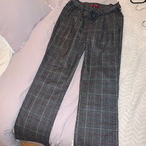 Paper Bag Plaid Dress Pants